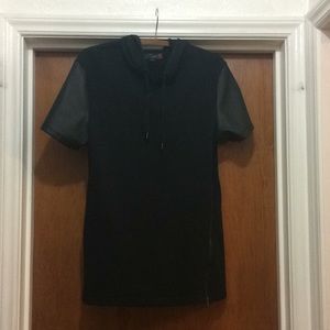 Black  asymmetrical zipper hoodie dress